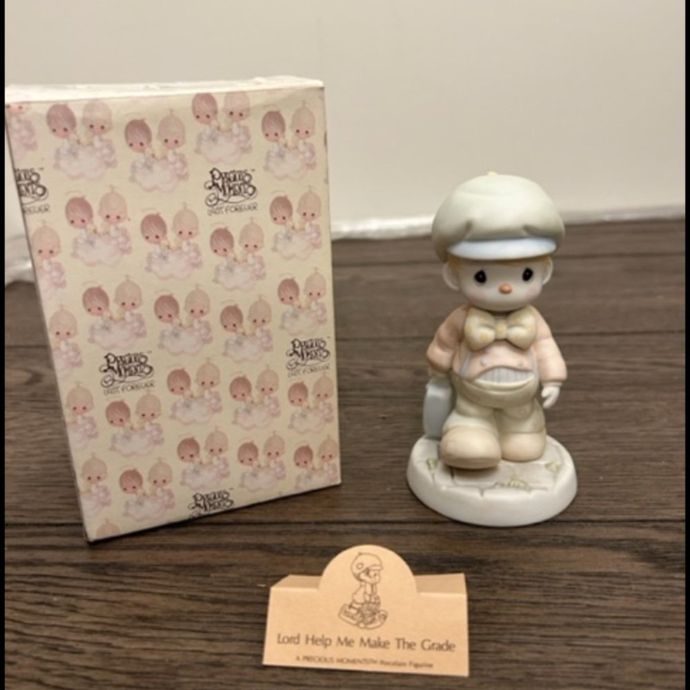 Precious Moments figurine " Lord Help Me Make the Grade " 1987